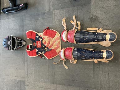 Used Rawlings USA CATCHERS SET Catchers Chest Protector White/Red/Navy Adult 11614-S000228755