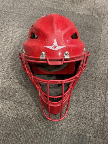 Used All-Star CATCHERS HELMET Catchers Helmet w/Mask Red S/M 11614-S000228740