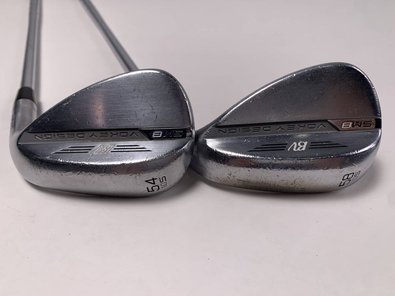 Titleist Vokey SM8 Tour Chrome Wedge Set 54* 10 | 58* 10 AMT S300 Black Stiff RH