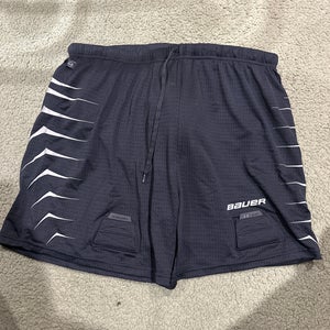 Bauer black hockey shorts with sock Velcro strips