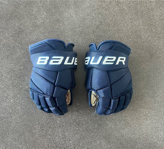 Used Bauer Vapor Pro Team Senior Size 14” Navy Blue Hockey Gloves