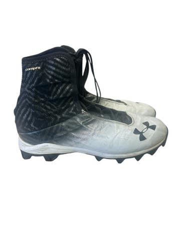 Used Under Armour HIGHLIGHTS Adult FB Cleats Black And White Senior 9 11862-S000092231