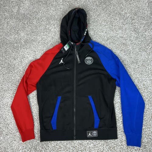Paris Saint Germain Sweatshirt Jacket Hoodie Mens XL Black Soccer Nike Jordan