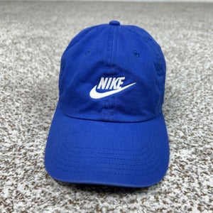 Nike Hat Cap Strap Back Mens One Size Blue Club Cap Swoosh Logo Sports Casual