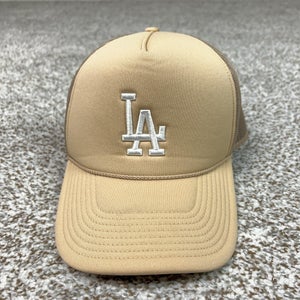 Los Angeles Dodgers Hat Cap Snap Back Mens One Size Beige MLB Baseball Trucker