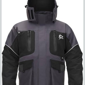 Piscifun Ice Fishing Jacket Floating Waterproof Insulated Coat Grey/Black Sz Med