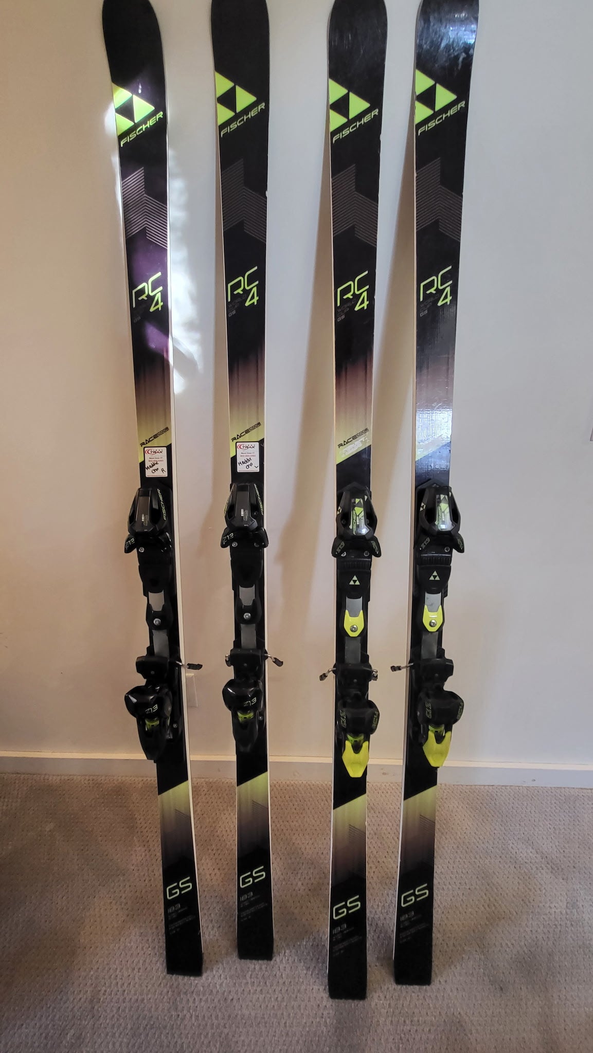 Fischer RC4 WC GS FIS Race Skis 183cm 30m – With Bindings