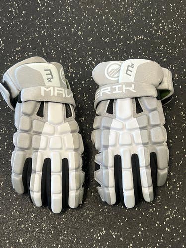 Used Maverik MX Lacrosse Gloves Mens Grey 13" 11849-S000035789