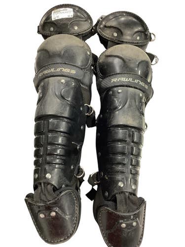 Used Rawlings YELLOW BLACK SHIN GAURDS Catchers Leg Guards Black Youth 11347-S000262254