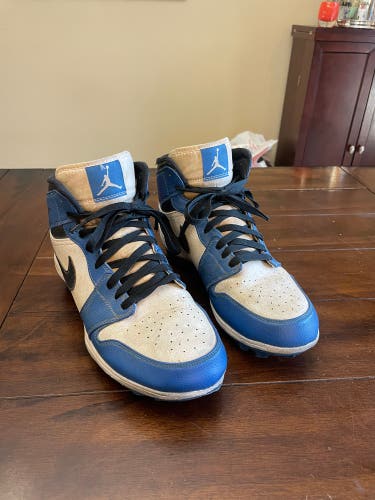 Blue Men's Size M 10.5 (W 11.5) Adult Air Jordan High Top Molded Cleats (Used)