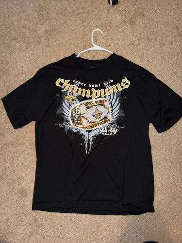 Saints Super bowl Black XL Reebok Shirt (New)