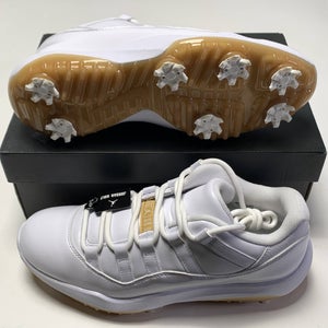 Jordan XI 11 G Golf Shoes White Metallic Gold Men's SZ 9 (AQ0963-102)