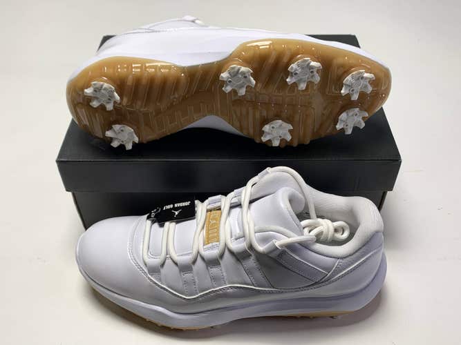 Jordan XI 11 G Golf Shoes White Metallic Gold Men's SZ 9 (AQ0963-102)