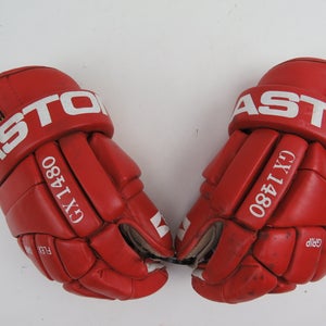 Vintage Red White Easton GX1480 Flex Grip Ice Hockey Player Gloves 14"