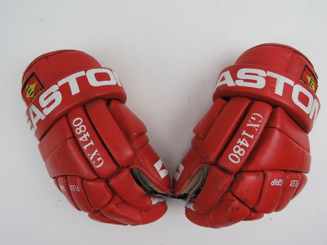 Vintage Red White Easton GX1480 Flex Grip Ice Hockey Player Gloves 14"