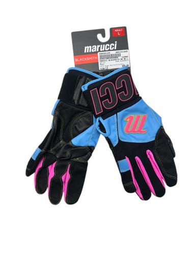 Used Marucci BLACKSMITH BB/SB Batting Gloves Black And Carolina Blue LG 11835-S000203164