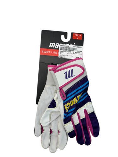 Used Marucci SWIFT YTH BATTING GLOVES BB/SB Batting Gloves White/Black/Red LG 11835-S000203173