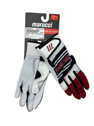 Used Marucci SWIFT YTH BATTING GLOVES BB/SB Batting Gloves White And Purple LG 11835-S000203174