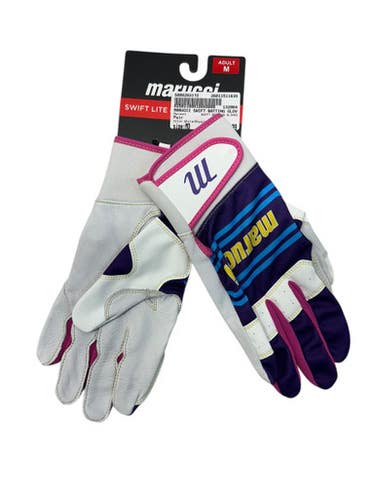 Used Marucci SWIFT BATTING GLOVES BB/SB Batting Gloves White/Royal/Red MD 11835-S000203172
