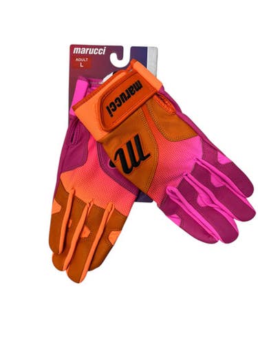 Used Marucci PWR FADE BB/SB Batting Gloves Orange LG 11835-S000203175