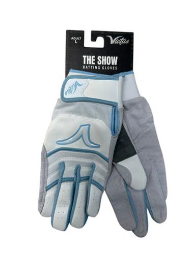 Used Victus THE SHOW BB/SB Batting Gloves White And Carolina Blue LG 11835-S000203180