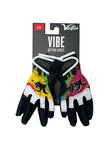 Used Victus VIBE BB/SB Batting Gloves Black And White S/M 11835-S000203176