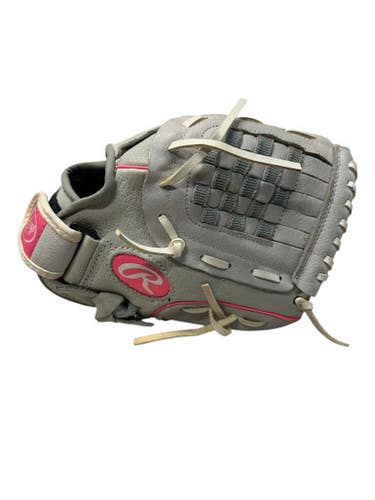 Used Rawlings SCSB105P RH Throw Fastpitch Gloves Grey 10 1/2" 11835-S000203226