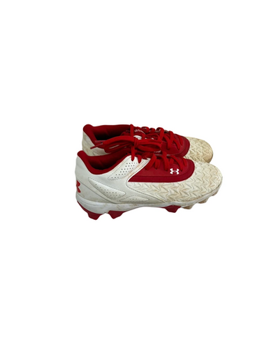 Used Under Armour LEADOFF BB/SB Cleats White And Red Junior 04 11692-S000145367