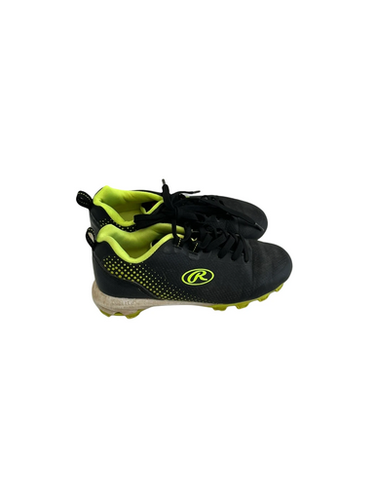 Used Rawlings BB/SB CLEATS BB/SB Cleats Black And Neon Green Junior 02 11692-S000145365