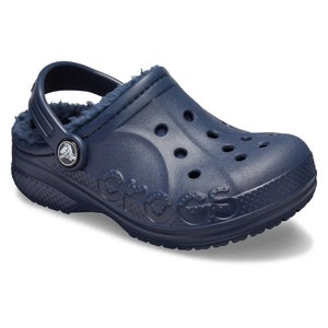 Crocs Baya 205977-463 Clogs Kids 1 Blue Fleece Lined Slip On Casual Shoes JZZ605