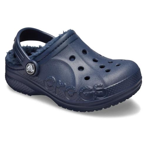 Crocs Baya 205977-463 Clogs Kids 1 Blue Fleece Lined Slip On Casual Shoes JZZ605