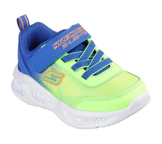 Skechers Meteor-Lights Krendox 401495N Boys US 5 Blue Lime Walking Shoes JZZ636
