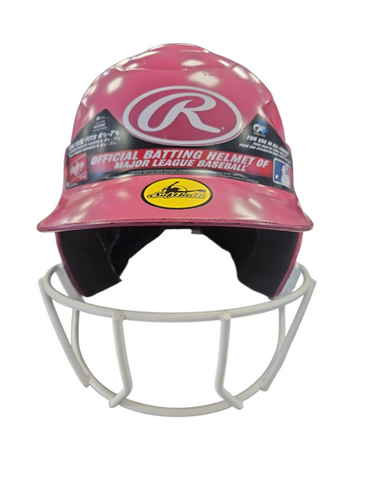 Used Rawlings ALL PINK W/ MASK Batting Helmet w/Mask Pink MD 11850-S000021863