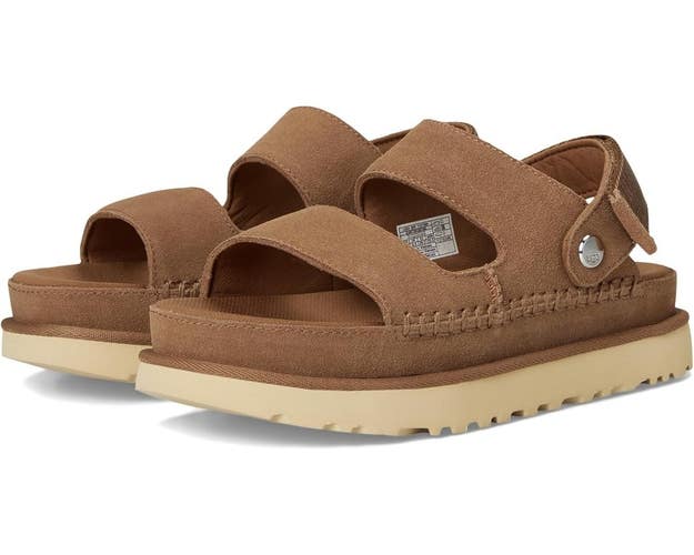 UGG Goldenstar Glide Sandals Women's US 8.5 Chestnut Suede Slip-On HAWK1192