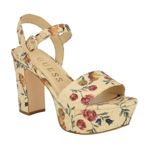 Guess Haldemiy Dress Sandal Women's 6 Multi Floral Ankle Strap Platform HAWK1075