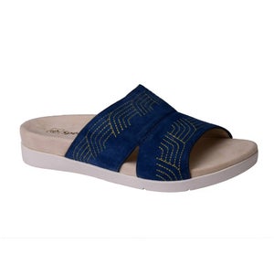 Spenco Twilight Ellie SP1070PEA Sandals Women's 7.5 W Blue Suede Slides HAWK1091