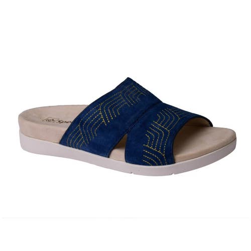 Spenco Twilight Ellie SP1070PEA Sandals Women's 7.5 W Blue Suede Slides HAWK1091