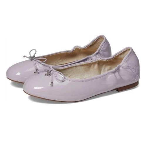 Sam Edelman Felicia Ballet Flat Girl 3 Lilac Leather Bow Detail Slip On HAWK1105