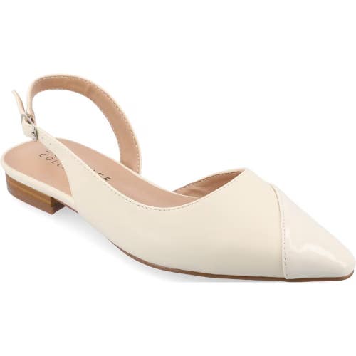 Journee Collection Daphnne Flats Women 7.5 Ivory Faux Leather Slingback HAWK1003