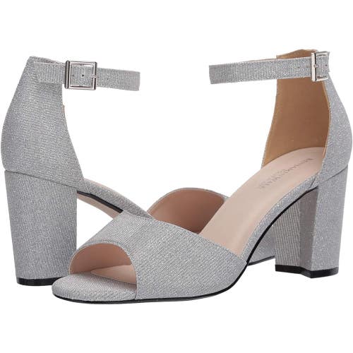 Touch Ups Amaya Sandal Women's 12 Silver Glitter Ankle Strap Block Heel HAWK950