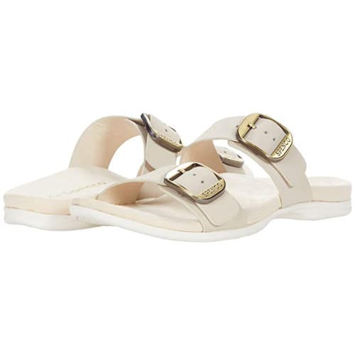 Spenco Vista Sandals Women 7.5 Beige Leather Arch Support Open Toe Slide HAWK995