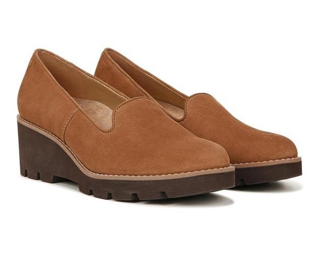 Vionic Willa Flat Women's US 9.5 Brown Suede Wedge Heel Comfort Shoes HAWK1206