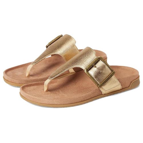 Vionic Emma J5383L3700 Sandals Women's 6.5 Gold Leather Round Toe Thong HAWK934