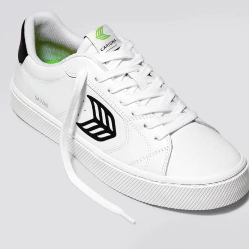 Cariuma Salvas Sneakers Men's US 9.5 White Black Leather Lifestyle Shoes HAWK998