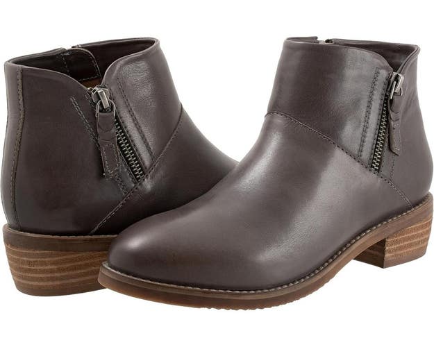 SoftWalk Roselle Women's US 10 Dark Gray Leather Double Zip Ankle Boots HAWK921