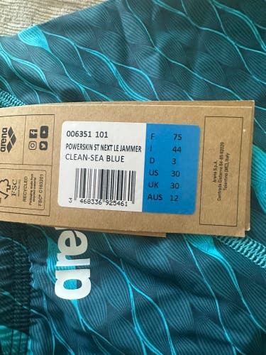 Blue Size 30 Men's 100% Swimsuit (New)