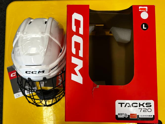 CCM Tacks 720 Combo Helmet White Large (New)