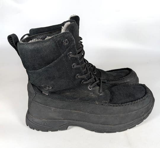 UGG Butte Black Leather Waterproof Sheepskin Lined Boots Men's Size 11  1011565