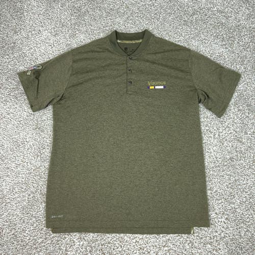 Minnesota Vikings Shirt Mens XL Green NFL Football Nike Henley Salute Service
