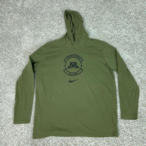 Minnesota Golden Gophers Shirt Mens XL Green Nike Hooded NCAA Football Military